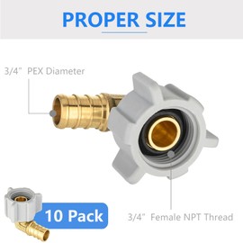 GUOFIS 10 Pack PEX Fittings,Pex 3/4" x 3/4" NPT Female Threaded Swivel Elbow,PEX F1807 Brass Barb Plumbing Crimp Fitting