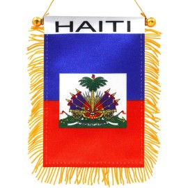 Anley 4 X 6 Inch Haiti Fringy Window Hanging Flag Fringed & Double Sided