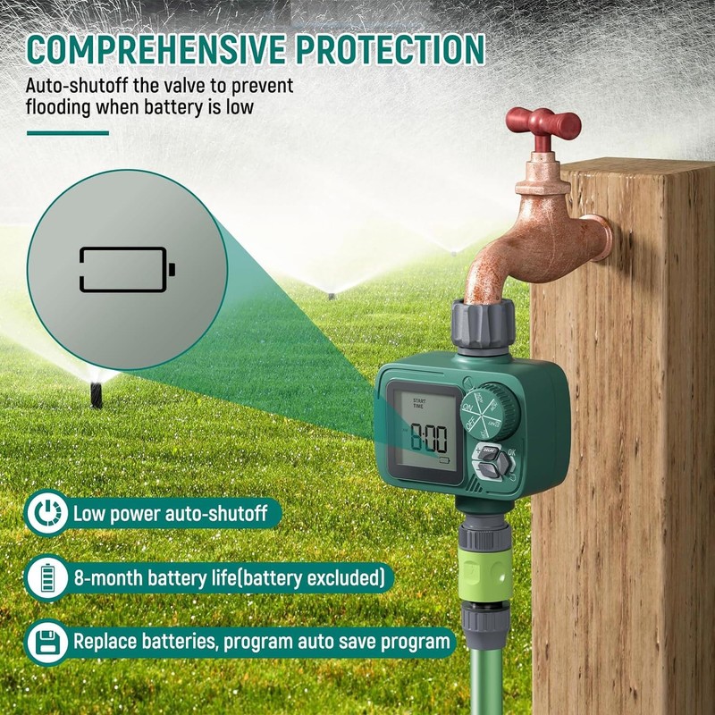 Sprinkler Timer: Programmable Hose Timer with Rain Delay/Manual/Automatic Watering System,