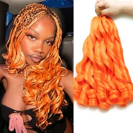 French Curl Braiding Hair 12 Inch 8 Packs Orange