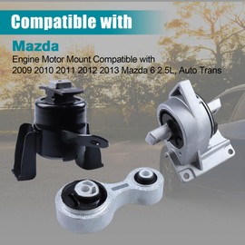Engine Motor Mount and Transmission Mount Set Compatible with 2009-2013 Mazda 6 - 3PCS Replacement for A4431, A4443, A5583