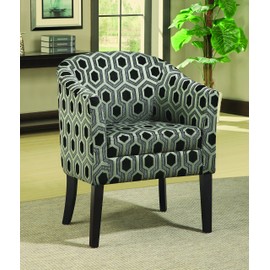 Charlotte Hexagon Patterned Accent Chair Grey and White