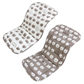 Baby Stroller Cushion,Infant Car Seat Insert-Reversible Universal Breathable and Soft Newborn Stroller Mat,100% Cotton Cover Toddler Seat Pad Liner-34x78cm,1 Pack(Car+Gray Stripes)