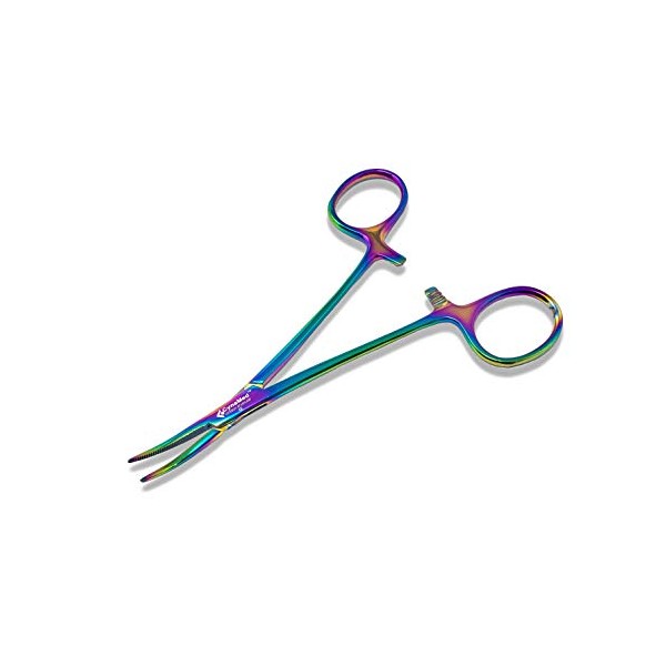 Cynamed Mosquito Hemostatic Forceps with Multicolor/Rainbow Titanium Coating - Premium