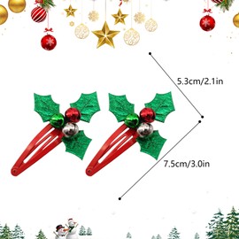 2Pcs Xmas Hair Clip, Christmas Hair Clips Bell Hair Pins Girl Xmas Hairpins Xmas Hair Accessories for Christmas Party Girls Women