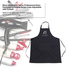 Layhou Hair Cutting Hairdresser Barber Apron Cape for Salon Hair Stylist Black Hairdressing Apron, black