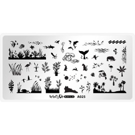 Whats Up Nails - A025 Silhouette Menagerie Stamping Plate for Nail Art Design