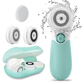 Electric Facial Cleansing Brush with 3 Heads and 2 Speed Settings