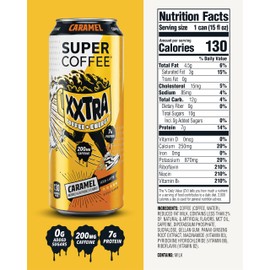 Super Coffee XXTRA, Keto Protein Coffee (0g Added Sugar, 7g Protein, 130 Calories) [Caramel] 15 Fl Oz, 12 Pack | Iced Smart Coffee Drinks - SoyFree GlutenFree