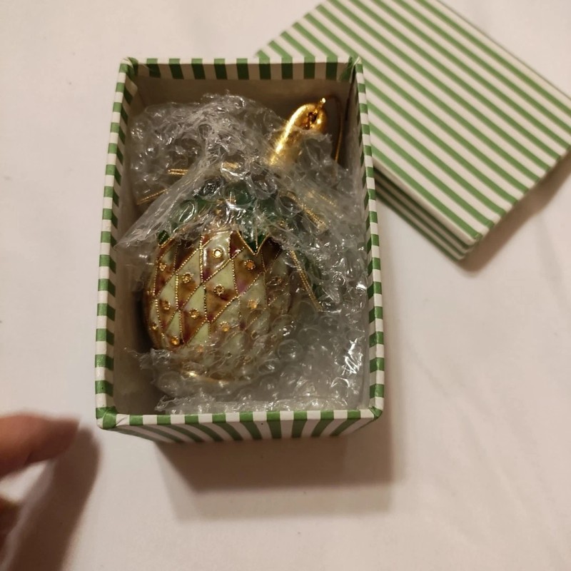 Mount Vernon Cloisonne Pineapple Enameled Decorative Ornament Figurine Tropical