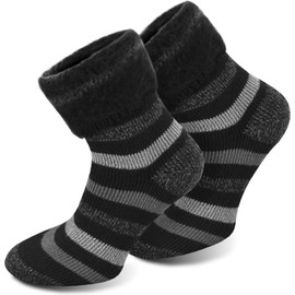 Polar Husky® 3 Pairs of Very Warm Plush Socks with Sheep's Wool/No More Cold Feet, black, 35/38