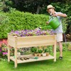 Giantex Raised Garden Bed on Wheels, Wood Planter Box with