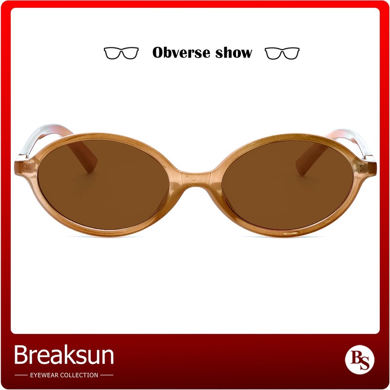 Breaksun Retro Oval Sunglasses for Women Men Trendy Round Sunnies