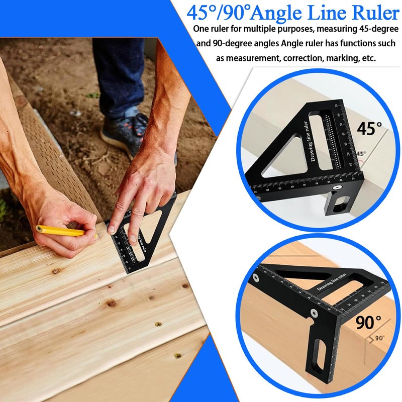 3D Woodworking Square Protractor, Set Square Carpentry, Multi-Angle Measuring Tool