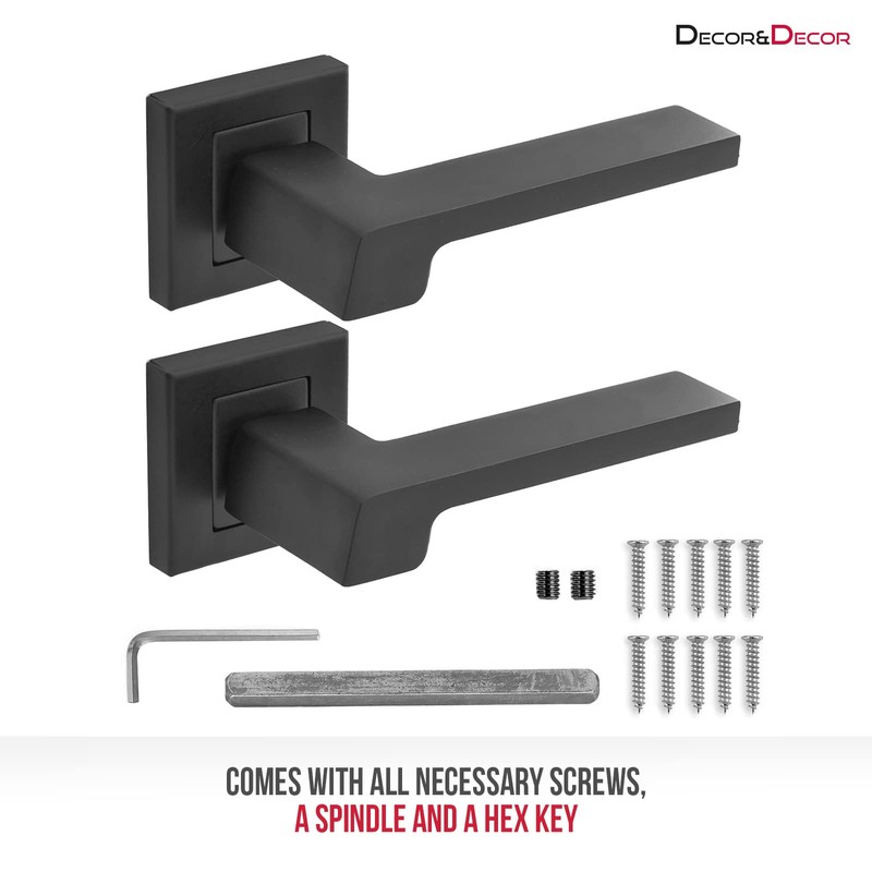 Decoranddecor Spectra Matt Black Door Aluminium Handles Lever On 54mm