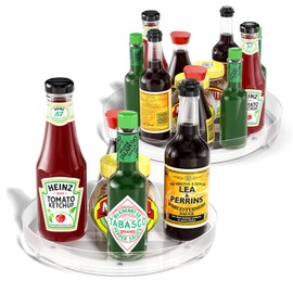 Relota Pack of 2 kitchen organisers, small turntable made of BPA-free plastic for the pantry, rotating spice holder for storage jars and spices
