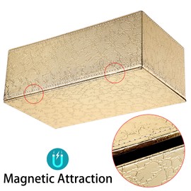 BTSKY PU Leather Tissue Box Holder, Household Rectangular Facial Tissue Box Cover Napkin Holder Paper Case Dispenser for Home Office Car Countertop(Gold)