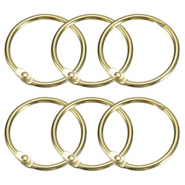 Sourcing Map 6pcs Gold Carbon Steel Shower Curtain Rings, 1.5 Inch Loose Leaf Binder Rings