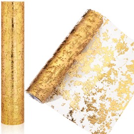 2 Pack Gold Table Runner Sequin Glitter Gold Foil Pressed Mesh Table Runner 358 Inch 30 FT Luxury Metallic Foil Runner Centerpiece Table Decorations for Wedding Party Baby Shower Birthday Home Decor