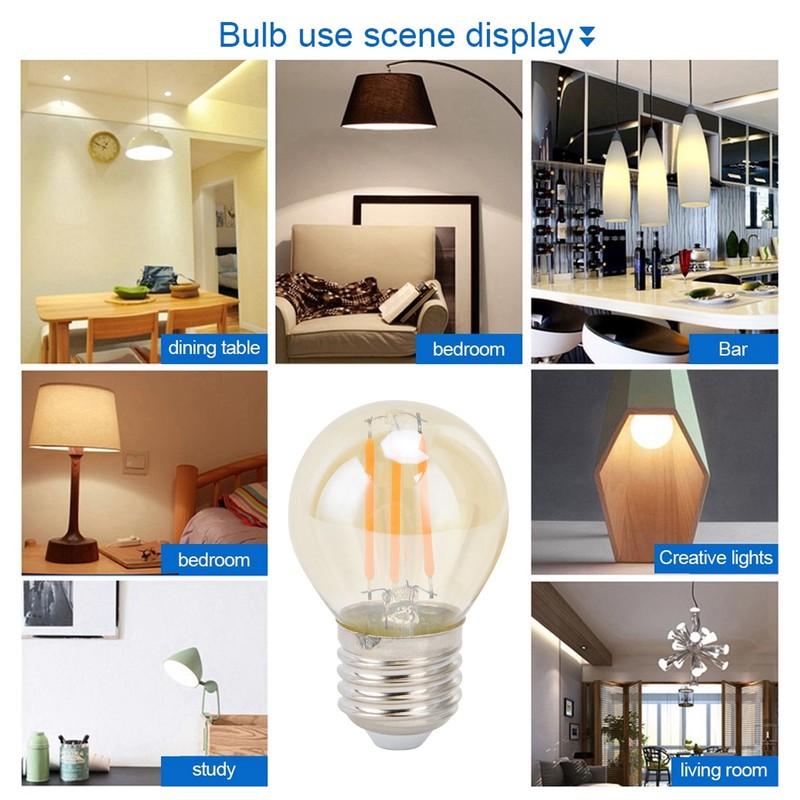 6Pcs Vintage LED Light Bulb Gold Glass Dimmable G45 E27