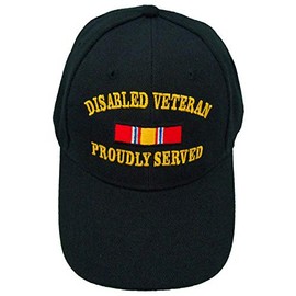 Disabled Veteran Proudly Served Baseball Cap Black Hat Army Navy Marine