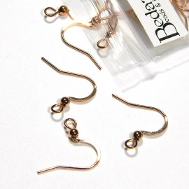 Bedazzlinbeads 4 Copper Plated Stainless Steel Flat Fishhook Hook Earring Findings With Ball