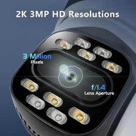 WiFi Security Cameras Outdoor with Three Lens, Wired Plug-in 9MP Security Camera Indoor 24/7 Recording, Pan Tilt 360 View Auto Tracking, AI/Motion Detection, 2-Way Audio, Color Night Vision, 32G SD