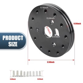 jokormo 1 PC Car Steering Wheel Base Connector, 3.50In Vehicle Wheel Hub Adapter, 6-Hole to 3-Hole Design, Quick Release Tool, Universal Automotive Steering Wheel Base Conversion Gasket (Black)