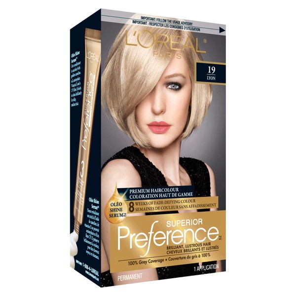 L'Oreal Paris Superior Preference Premium Haircolour, 19 Lyon Light Ash Blonde