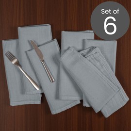 Comfy-co Cloth Dinner Napkins Set of 6 - Muslin Fabric Napkins 100% Cotton 18x18 inches - Soft Durable Washable - Ideal for Events Weddings Holidays Christmas Easter - Muslin Cloth Napkins Grey