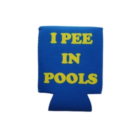 I Pee in Pools - Funny Can Cooler - Blue Neoprene - Perfect Gag Gift