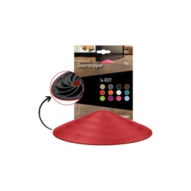 Doornado Strong Rubber Door Stopper - Door Holder No Drilling - For All Types of Doors and Floors - 118 x 25 mm - Design Price - Red