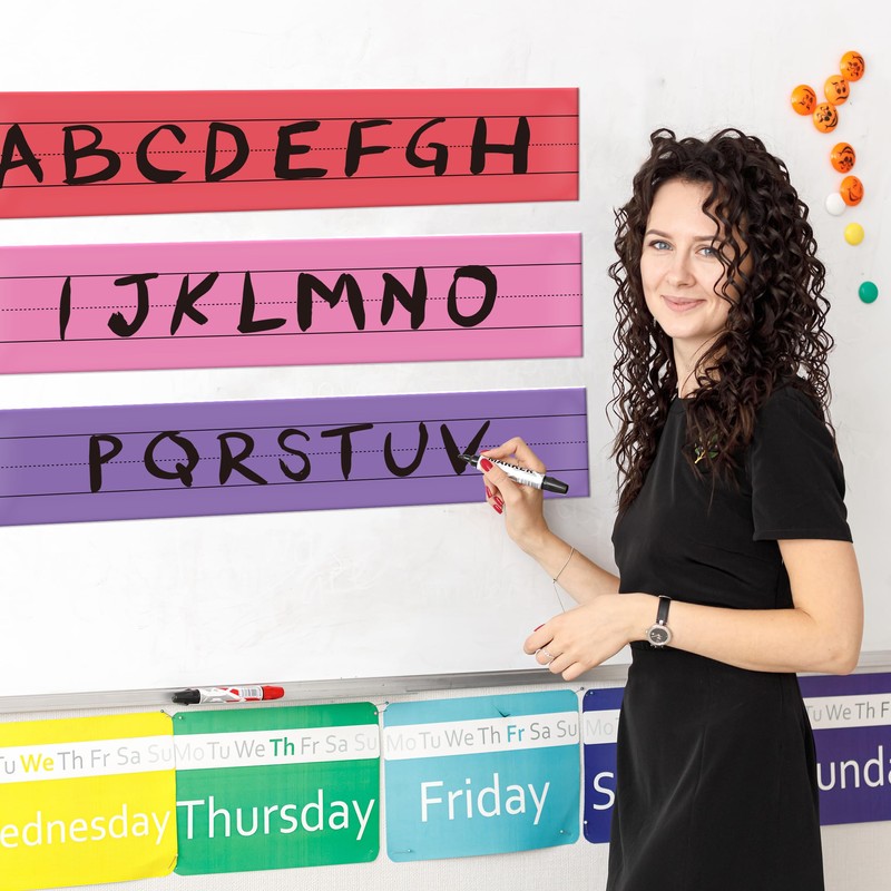 VELATYVIO 14 Pcs Magnetic Sentence Strips 7 Colors Dry Erase