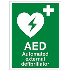 Vsafety 31033AN-S'AED Automated External Defibrillator' Sign, 150 mm x 200 mm (Pack of 3)