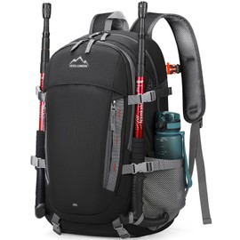 IGOLUMON Mochila Senderismo Hombre y Mujer de 40L Mochila Impermeable Bandas Reflectantes Mochila Camping Ligero y Plegable,para outdoor Montañismo y Ciclismo,Negro