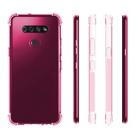 SKTGSLAMY Compatible with LG K51 Case, Soft TPU Case Crystal Transparent Slim Anti Slip Case Back Protector Case Cover for LG K51 (Pink Soft TPU)