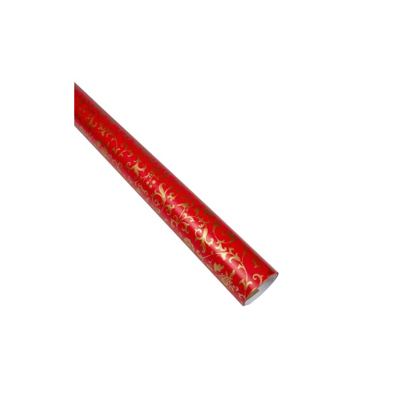 Caspari Flora Scrollwork Red & Gold Gift Wrap - 30"