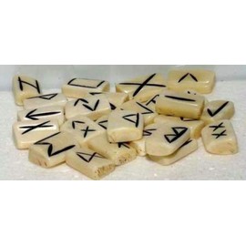Casting Magic Water Buffalo Bone 25 Piece Elder Futhark Rune Stone Set