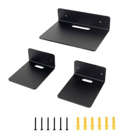 HQTS Small Acrylic Wall Shelf Set of 3 Black Hanging Shelves Mini Wall Shelves Dimensions are 14×12cm and 23×16.5cm with Screws respectively