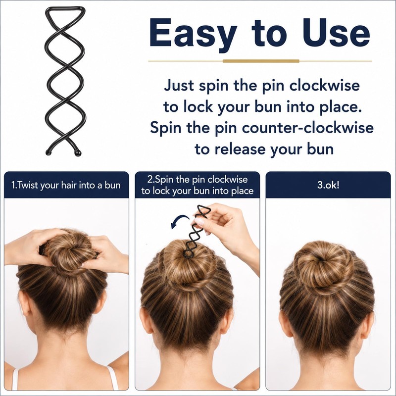 30PCS Spiral Hair Pins, Bun Twist Spiral Bobby Pins for