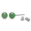 Sterling Silver Natural Green Jade Round Stud Earrings (6mm)