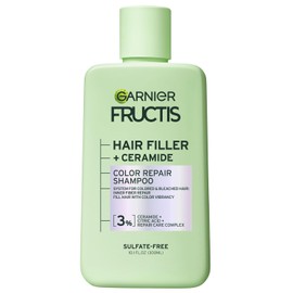 Garnier Fructis Hair Filler Champú Reparador de Color Con Ceramida, Champú Libre de Suavizante y Sulfato para Cabello Coloreado, 10.1 Fl Oz, 1 Recuento