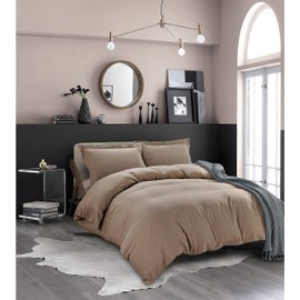Elegant Comfort Luxury 3-Piece Duvet Cover Set - 1500 Premium Hotel Quality Microfiber Hotel Collection - Comforter Cover with Button Closure and Shams, King/California King, Taupe