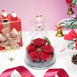 Sunia Eternal Rose Angel Gifts for Women Christmas, 5 Eternal Rose in Angel Figure, Birthday Gift for Women, Gifts for Mum, Grandma, Real Rose Gifts, Christmas, Valentine's Day, Mother's Day