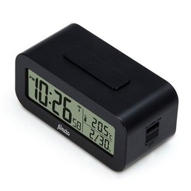 Alecto AK-30 Funkwecker - mit Thermometer und Hygrometer - Schlummerfunktion - Display mit Hintergrundbeleuchtung - Batteriebetrieben - schwarz