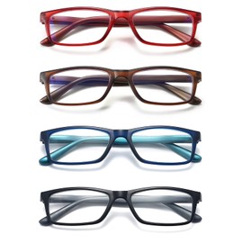 RaoOG Reading Glasses Womens Men Blue Light Blocking - 4 Pack Ladies Blue Screen Readers Lightweight Eyeglasses Choose Your Magnification +2.5