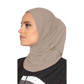 Artizara One Piece Stretch Sports Hijab, Athletic Hijab, Workout Hijab for Modest Islamic Hijabi Gym Workout (Mocha)