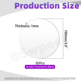Swpeet Clear Acrylic Circles Blanks Round Transparent Acrylic Diskfor DIY Craft (No Hole, 100x1MM)