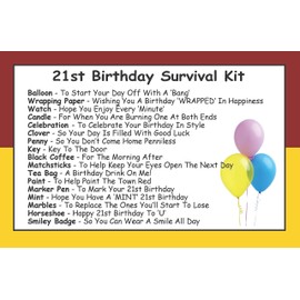 Survival Kit In A Can 21st Birthday Gift - Novelty Funny Happy 21st Birthday gifts for Men & Women Male & Female. Humorous Fun 21st Gift Set Present (Red/Yellow)