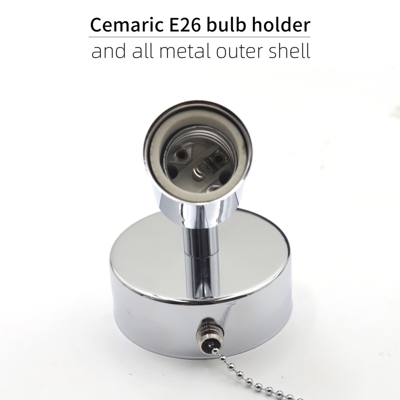 Metal E26 Lamp Socket Replacement with Ceramic E26 Bulb Base